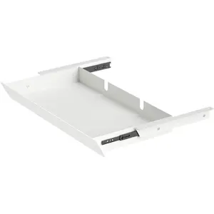 White Large Under Desk Mounted Sliding Drawer with 2  Hole and 60  Tilt Panel to Pull Out, 22.4'' Long & 9.2'' deep Large Storage Organizer for Sit Stand Workstation