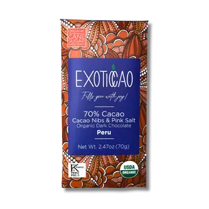 Cacao Nibs & Pink Salt Organic Dark Chocolate Bar