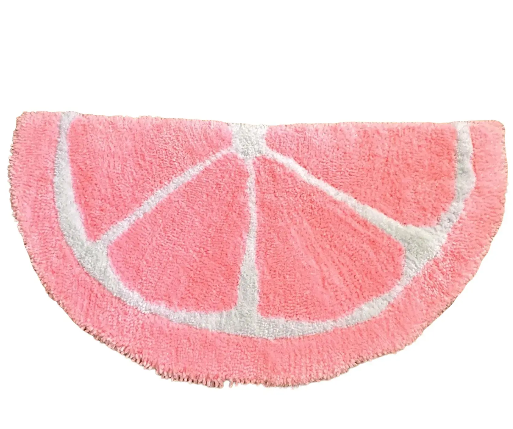 Handmade Lemon-Shape Acrylic Yarn Tufted Blush Pink Indoor Rug - Non-Slip Household Soft Furnishing Textile Ornament