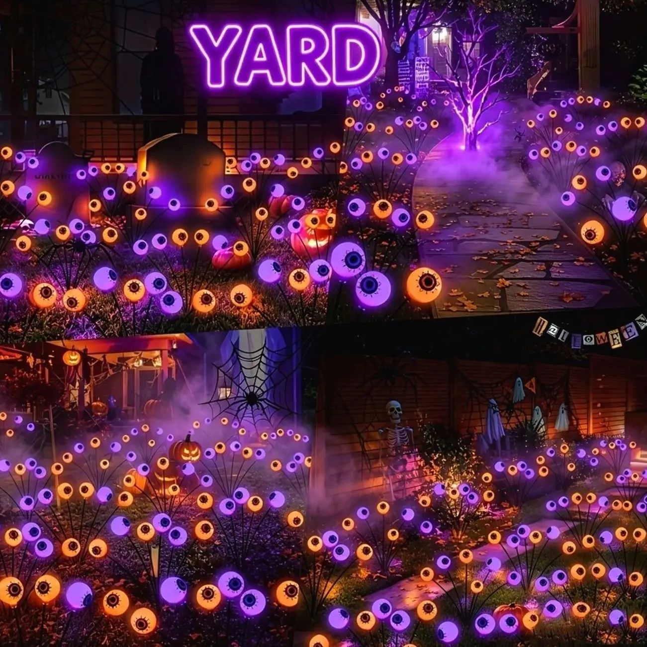 Ghost 16 LED Eye Socket Solar Garden Decoration, Perfect For Halloween Cemetery Themes, Trails, Porch And Yard Displays, And Also An Ideal Choice For Christmas