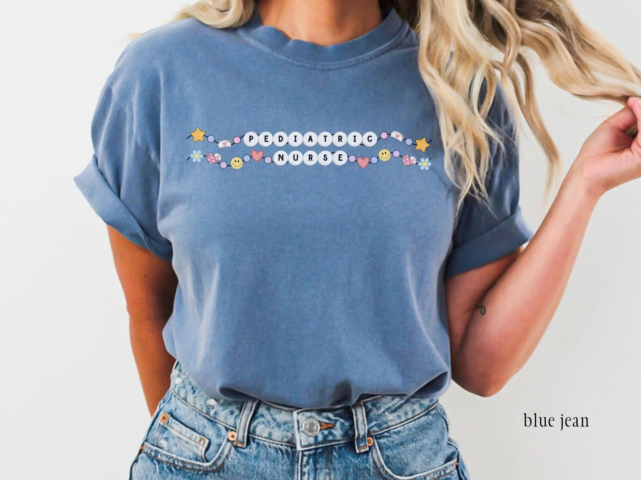 Pediatric Nurse Friendship Bracelet T-shirt, Registered Nurse Graphic Tee, gift for Peds Nurse, Group Nurse Tees, Comfort Colors 1717