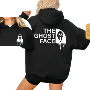 <scream>Movie Ghost Face Pattern Sweater, Halloween Ghost Face Pattern Hoodie on Both Sides, Iconic Horror Movie Mask Design, Halloween Casual Sweatshirt Hooded Suits Gift for Best Friends, Husband, Wife</scream>