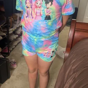 Girls' Boho Tie Dye Print Short Sleeve Top & Shorts Set, Summer Fashion Two-Piece Set, Loose-Fitting Kids Clothes, Casual Summer Outfit, Summer Clothing Set, Matching Set, Graphic Print Set, Fashion Clothes Sets