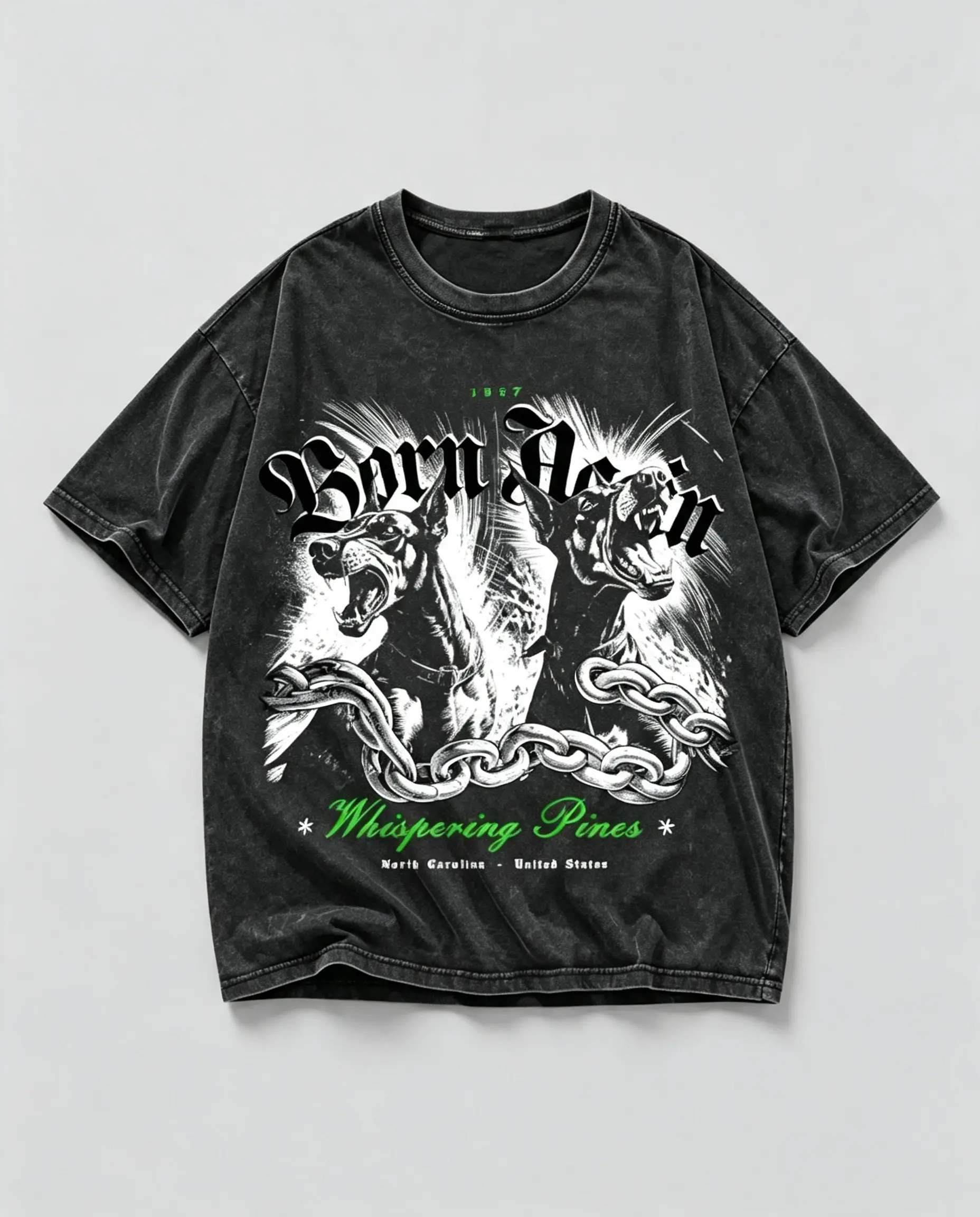Summer 2026 Collection ，Heavyweight Cotton Black Doberman Chain T-Shirt Dark Gothic Retro Street Loose Fashion, Y2k Cotton Top For Casual Comfort, Machine Washable, Local Warehouse Shipping, Suitable For Both Men And Women