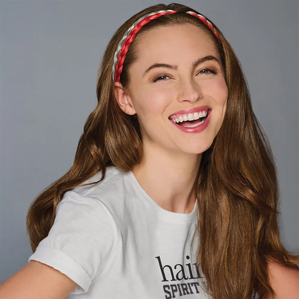 SPIRIT WEAR 2PC BRAID HEADBAND - RED 186 & SILVER SHIMMER