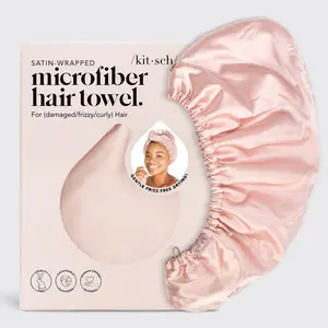 Satin-Wrapped Hair Towel - Blush Satin-Wrapped Hair Towel - Blush