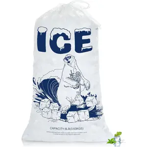 8lb Ice Bags with Drawstring – 50 Pack Heavy-Duty Reusable Plastic Ice Cube Bags for Freezer, Ice Storage, Camping, Coolers