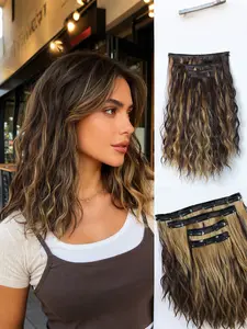 12 Inch Wavy Clip-in Hair Extensions, Gorgeous Fluffy Wigs for Women, Synthetic Hair Extensions for Party, Daily Use