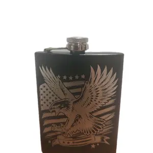 Classic American Eagle Flask - Black Drinkware with Eagle Design and Silver Accents