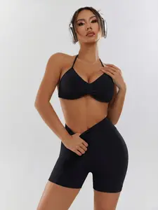 Sexy Halter Sports Bra for Women, Shockproof and Lifted Fitness Bra, Quick-Dry Training Top, Yoga and Running Wear, Sporty Backless Design