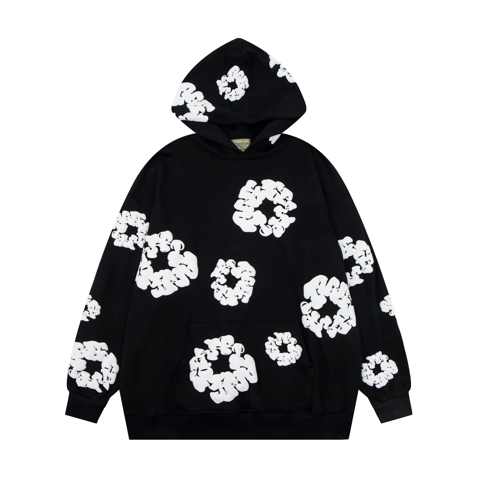 Harajuku Casual Loose Hoodie with Flower Print for Men and Women Harajuku Casual Loose Hoodie with Flower Print for Men and Women