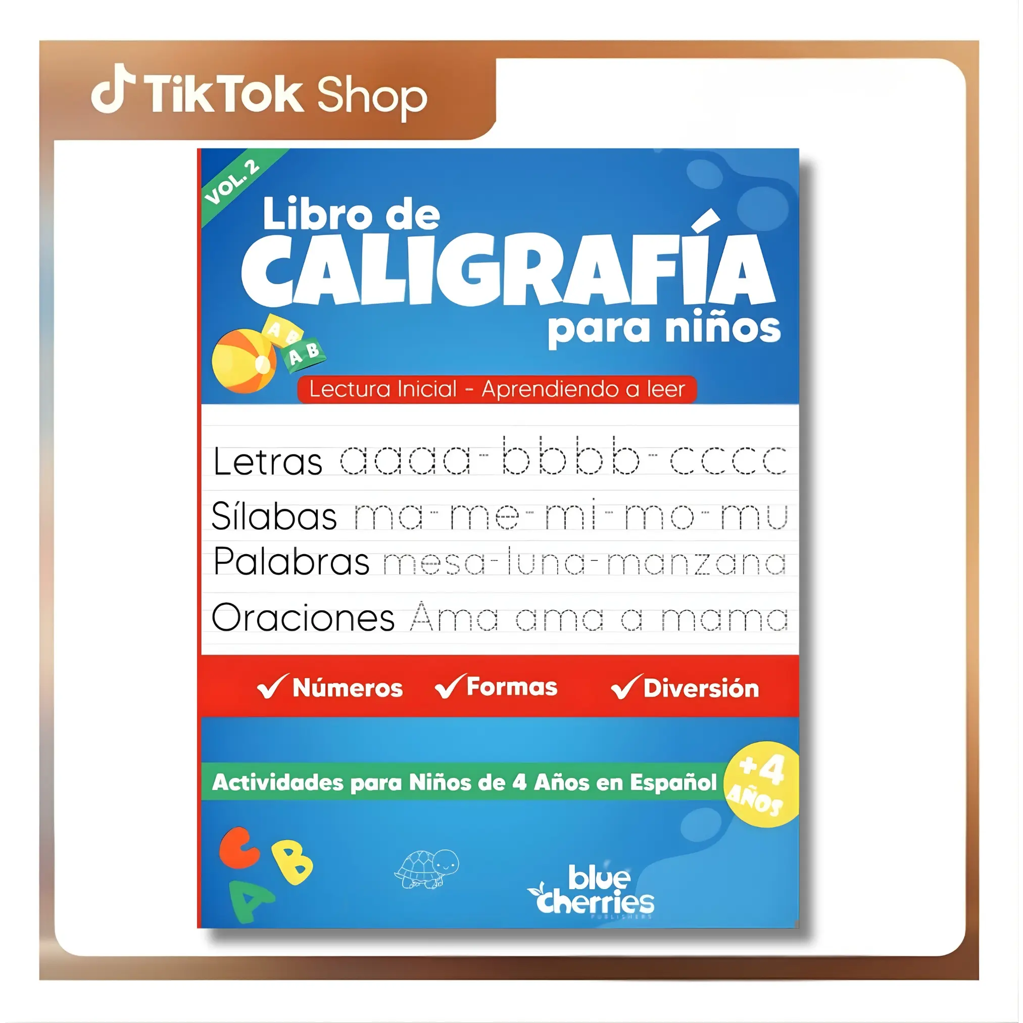 (Libro de Caligrafía para Niños) Children's Calligraphy Book: Early Reading – Learning to Read | Activities for 4-Year-Olds in Spanish | Ages 4+ | Vol. 2: Letters, Numbers, Shapes, and Fun (Spanish Edition) --  Rosi & Coni - Paperback