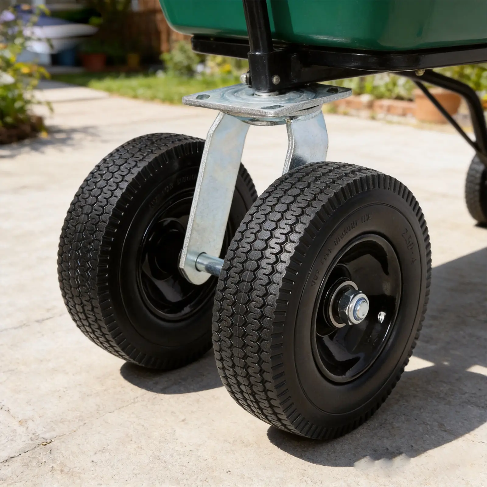 8-Inch Dual Wheel Flat-Free Swivel Caster Wheels with Roller Bearing, Zinc Plate, 660lbs Cap Heavy-Duty Replacement Casters for Rough Floors