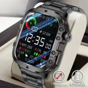 Rugged Military Smart Watch Men's Outdoor Watch 2.01" HD Touch Screen Voice Bluetooth Call Smartwatch