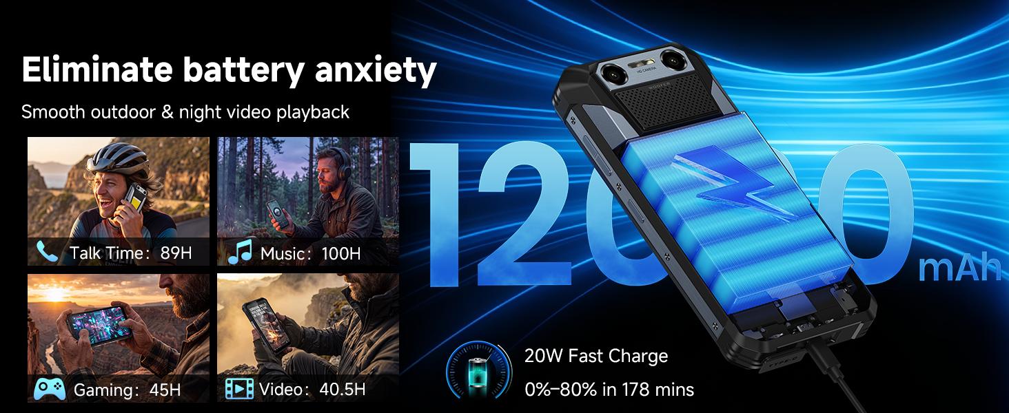FOSSIBOT F106 Plus Rugged Mobile Phones, 12000mAh Big Battery, 30W Fast Charging, Android 15, 18GB+128GB/2TB Storage, 512LM Camp Light, 128dB Double Speaker, 50MP+20MP Night Vision Camera, 4G Dual SIM, NFC,back to school,back to school haul