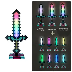 Diamond Sword 14 Inch USB Desk LED Night Light 11 Color Decorative Fun Safe Mood Lamp for Home Bedroom Living Room Office USB Powered LED Technology Ambient Glow Lighted Floor Standing