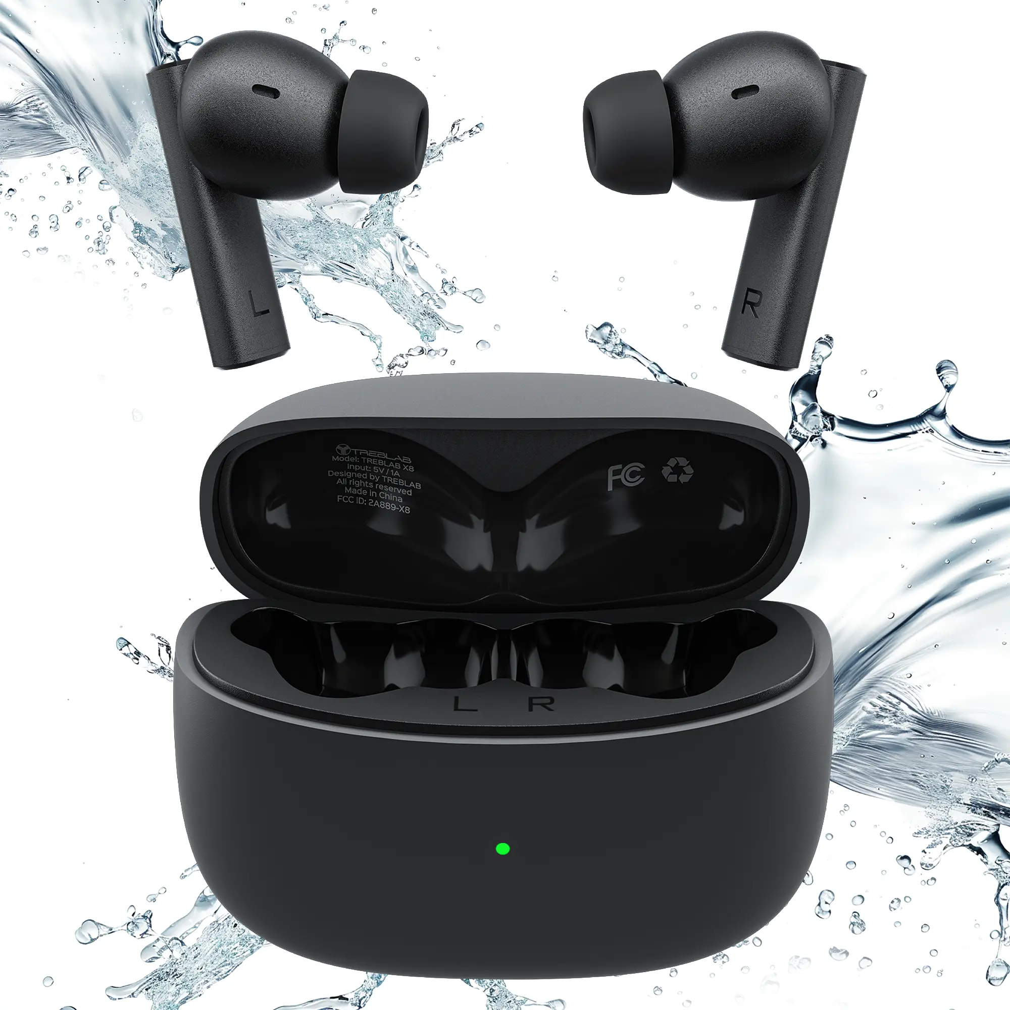 TREBLAB X8 Earbud with Wireless Audio, Bluetooth, Noise Cancelling, and Charging Features
