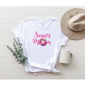 Men's soccer mom appreciation and motherhood Graphic T-Shirt - Short Sleeve Crew Neck Regular Fit Casual Wear | Soft & Breathable Fabric, Durable Print, Everyday Comfort, Machine Washable, casual and feminine with floral design lifestyle flat lay