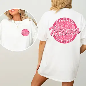 Pink Camo Mama Shirt, Wild Southern Pink Camo Hunting T-Shirt, Simply Printed Graphic Shirt, Daily Casual Cotton Womenswear