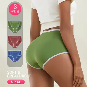 Womens Underwear, High Waisted Briefs Panties Fashion Underwear Regular Size Breathable Soft 3 Pack Playful lingerie