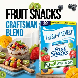 Mixed Fruit Flavor Chewy Snack Pouches Individually Wrapped Family Size Bulk Snack Pack Convenient Grab And Go Treats 40 Count