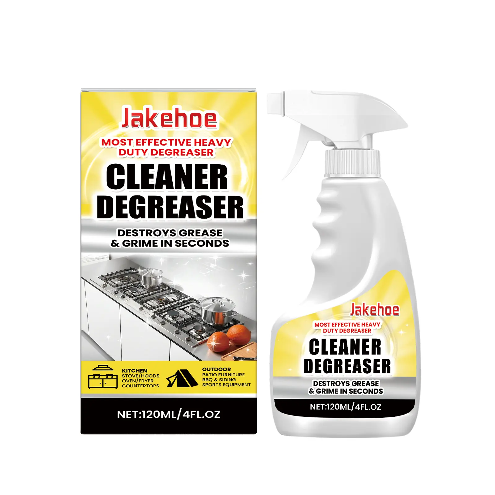 Jakehoe Oil Stain Removal Cleaning Spray - Non-Aerosol, Degreasing, Ready-to-Use, Safe Home Care Household Cleaner for Kitchen Utensils, Stove Tops, Non-Aerosol Kitchen Cleaners, Degreasing Kitchen Cleaners