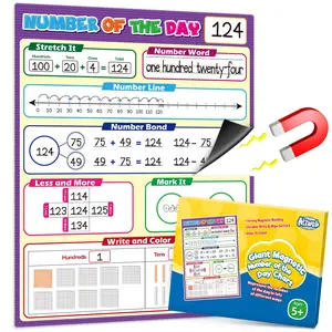 Aizweb Giant Magnetic Number of The Day Chart Paper - Dry Erase Place Value Number Line for Classroom Teaching Supplies, Teacher Essential