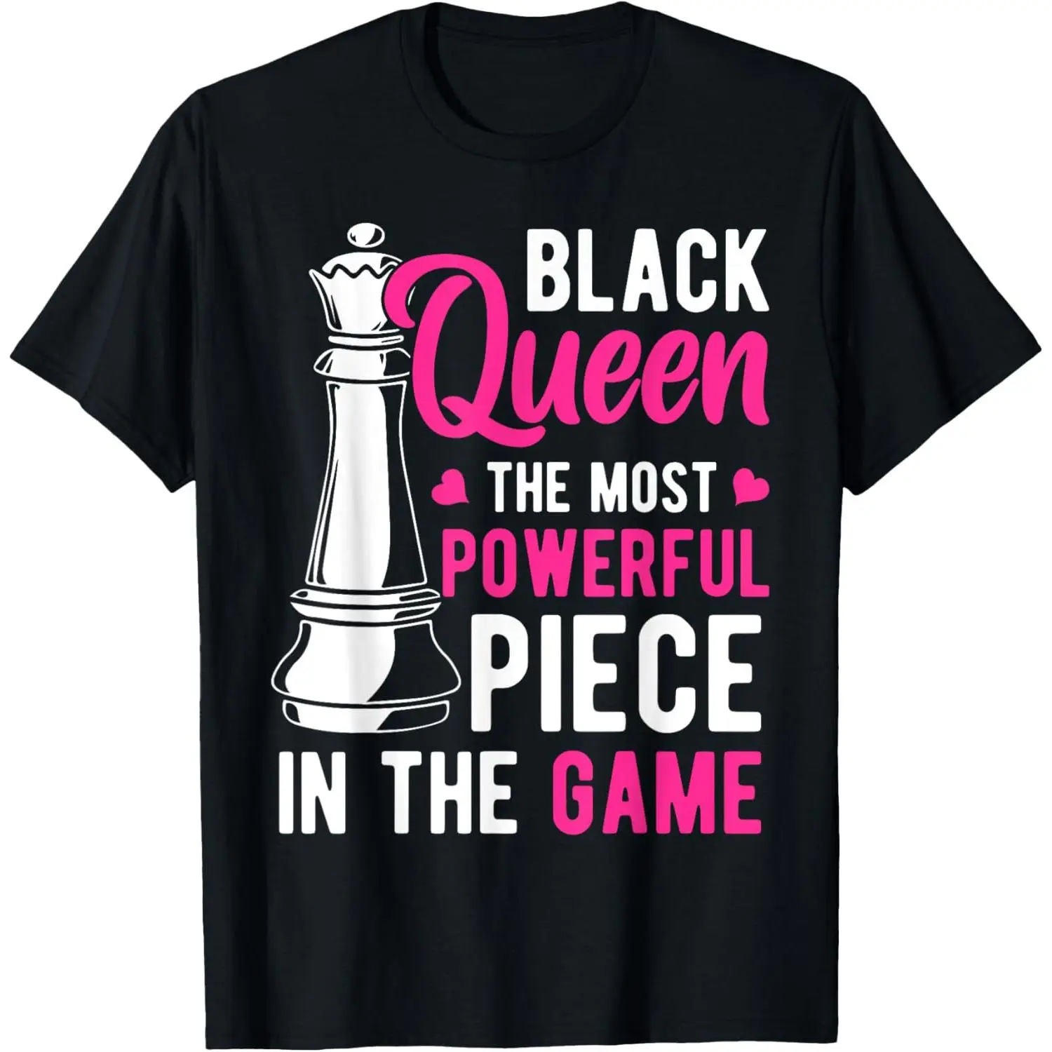Women's "Queen The Most Powerful Piece" Graphic T-Shirt, Casual Short Sleeve 100% Cotton Everyday Tee