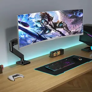 2024-NEW-Ultrawide Monitor Arm for 13 to 43 Inch Screens, Single Heavy Duty Monitor Arm Holds up to 33 lbs,Adjustable Monitor Mount Gas Spring Full Motion Full Motion Monitor Desk Mount with Tilt Swivel Rotation, VESA 75x75mm or 100x100mm