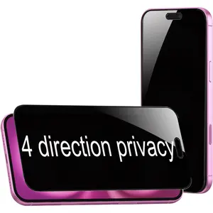 2 Pack 360   Tempered Glass for  15 /  16 Anti-Spy 4 Directions Screen Protector Film 4 Sides Anti-Peeping 6.1 inch