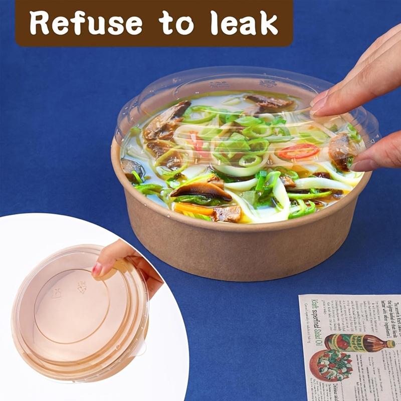 17oz/500ML Disposable Paper Bowls with Lids, Disposable Tableware, 25/50/100 Pieces Set, Party Supplies Bulk Supply, Suitable for Cold & Hot Food/soup