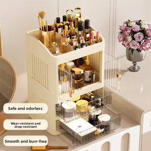 Cosmetics skin care product storage box foldable double door crown storage box multi-layer stationery shelf household use buckle design to prevent drawers from slipping, drawer design is convenient for pulling Makeup Tray 10A