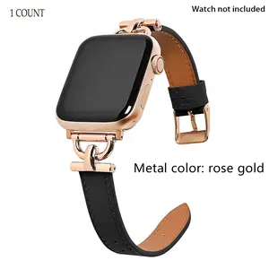 Women's Fashion Metal Clasp Thin PU Leather for Apple Watch Band, Smart Watch Straps, Compatible with Series Ultra/se/s10/9/8/7/6/5/4/3/2/1, Sizes 38-49mm