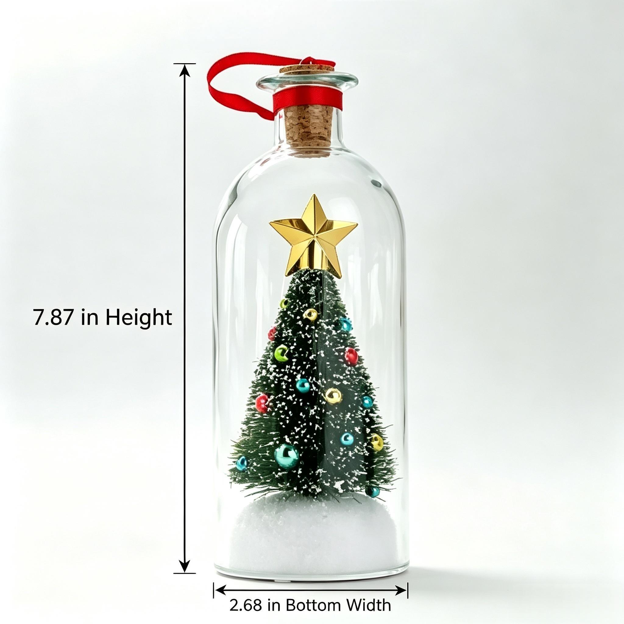 Christmas Mini Christmas Tree in Glass Bottle Recordable Voice Message Ornament Desktop Tabletop Decor Unique Christmas Gift   Voice Recording Keepsake Present and Christmas decorations.