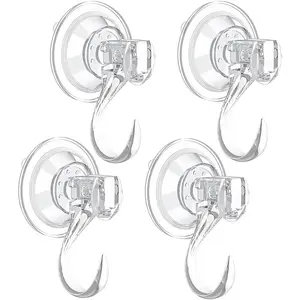 4 Pack Suction Cup Wreath Hanger,Large Clear Removable Heavy-Duty Hook Wreath Holder Use for Window Glass Door Halloween Christmas Decorations