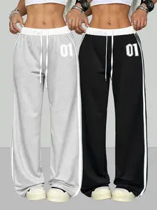 Two-Piece Women's Casual Spring/summer Digital Print Belt Patchwork Sporty Street Retro Style Lazy Sports Pants
