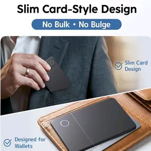 Slim and Rechargeable Tracking Card for Apple Find My - Ultra-Thin Wallet Finder for iPhone, Bluetooth Item Locator for Wallet, Keys & Passport (iOS Only, Black) Limited Edition