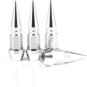 Silver 45mm Spiked Valve Caps (4PCS): Aluminum, Dustproof – Fits Cars, SUVs, Trucks, Bicycles motorcycle  motorcycle tire motorcycle tire tire  tech
