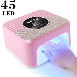 New Adhesive Diamond Nail Lamp, 45 LEDS Nail Dryer Gel Nail Polish Curing LED UV Light, with 4 Timers Automatic Sensor LCD Display Professional Nail Art Tool, Accessories for Fingernail Toenail Salon for Gifts for Women