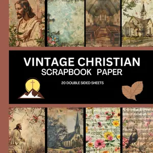 Vintage Christian Themed Scrapbook Paper: 20 Double Sided Sheets 8.5 x 8.5 for Scrapbooking, Junk Journals, Mixed Media Art, Origami, Crafting projects, and More