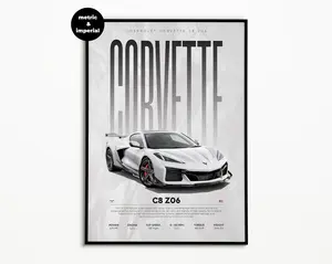 Corvette C8 Z06 Poster | Digital Download | Hyper Car Poster | Super Car Print | Art Print | Poster | Home Decor | Wall Décor