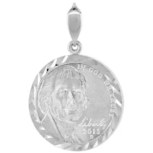 925 Sterling Silver 5 Cent Nickel Coin Bezel 21mm Diamond Cut Prong Cut