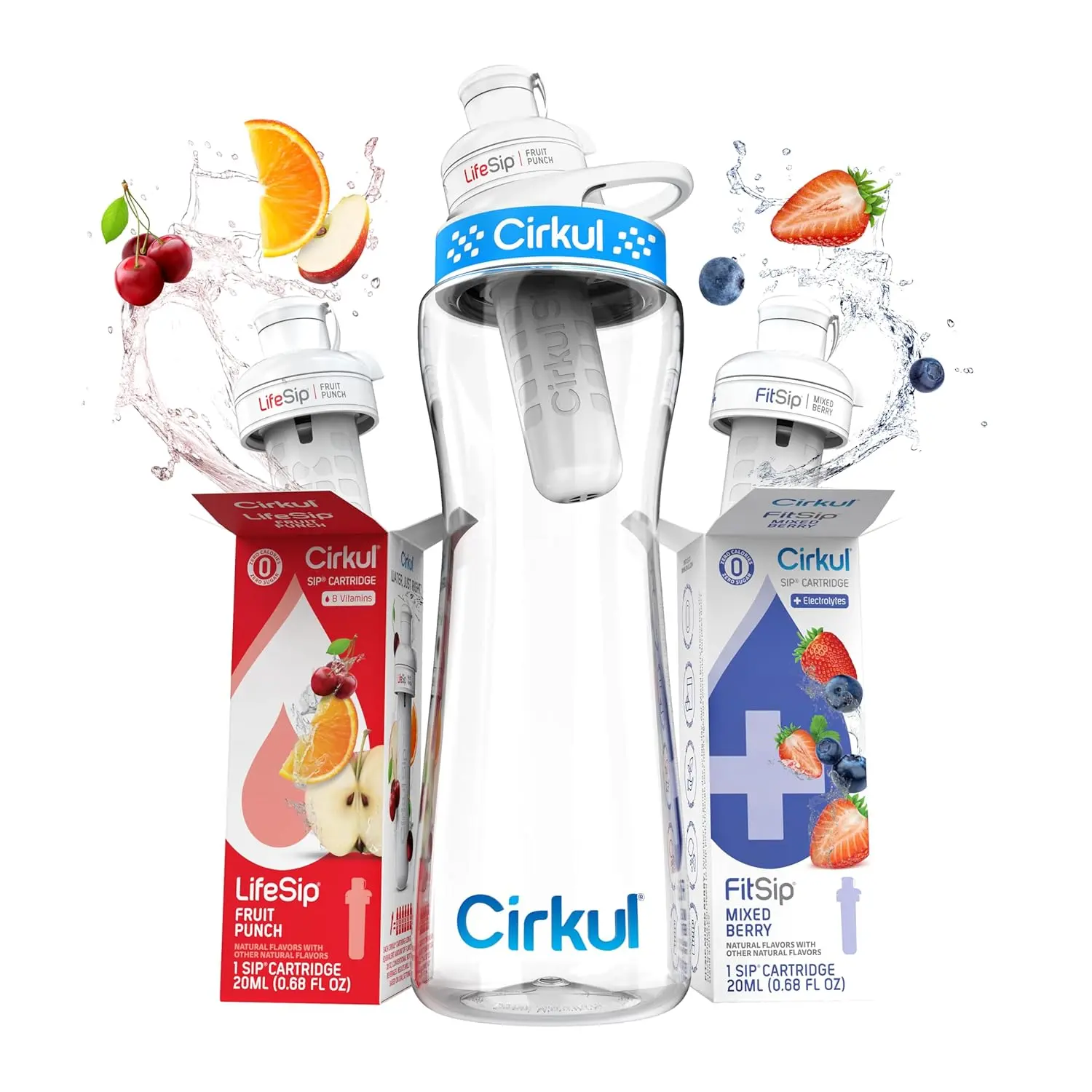 Cirkul 22oz Clear Plastic Water Bottle with Two No Sugar, 0 Cal Cartridges Cirkul 22oz Clear Plastic Water Bottle with Two No Sugar, 0 Cal Cartridges