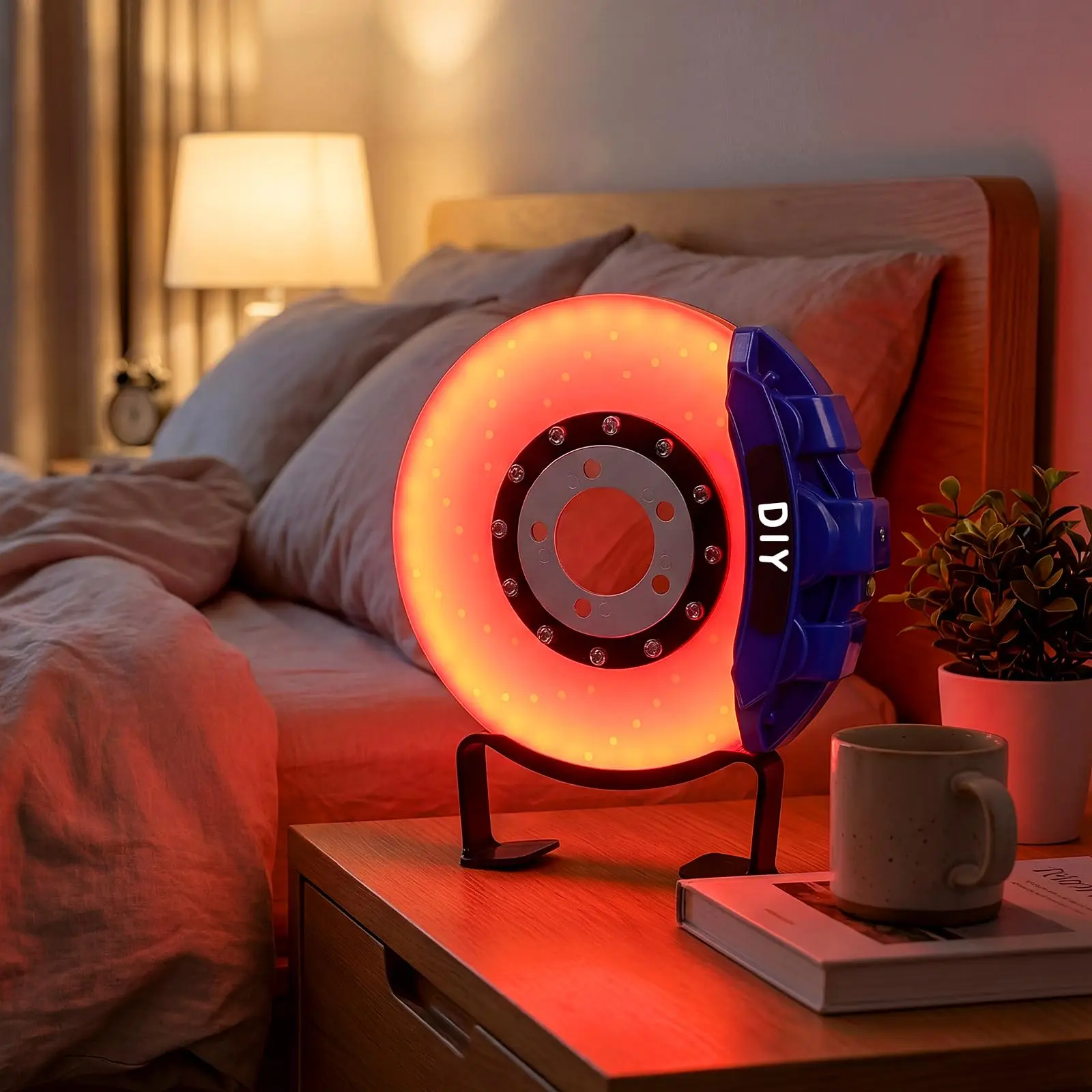 LED Brake Disc Lamp - Rechargeable Touch Control USB LED Light-Up Centrepieces, Room Decor, Men's Room Decor for Car Lovers, Unique Gift for Him, Garage Man Cave Setup