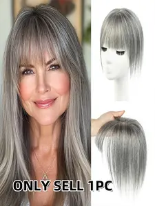 Real Human Hair Invisibly Designed Topper for Women & Men, Ideal for Thinning Hair, Natural / Gradient Color, Secure Clips Included