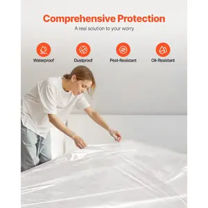 VEVOR Plastic Mattress Bag, 2 Mil Thick Mattress Storage Bag, Wear-Resistant and Waterproof Plastic Bed Cover with Reinforced Corner Design, Heavy-Duty Mattress Moving Supplies (2 Pack, Queen Size)