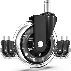 End the Struggle with Scratched Floors and Clunky Rolling – Upgrade Your Office Chair with These Universal 3-Inch Rubber Casters, Designed for Heavy-Duty Use, Silent Movement, and Smooth Gliding on Any Surface