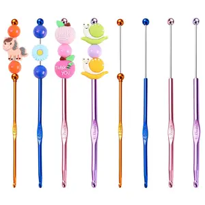 New DIY Beaded Aluminum Crochet Hook Set for Hand Knitting, Perfect for Sweaters, Socks, and Scarves in Sizes 3mm to 6mm, Crochet Kit