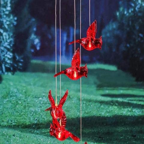 Solar Cardinal Bird Bell Lights, Outdoor Garden Yard Decoration, Suitable for Christmas, Halloween, Family Party Night Garden Decoration Valentine's Day Gift