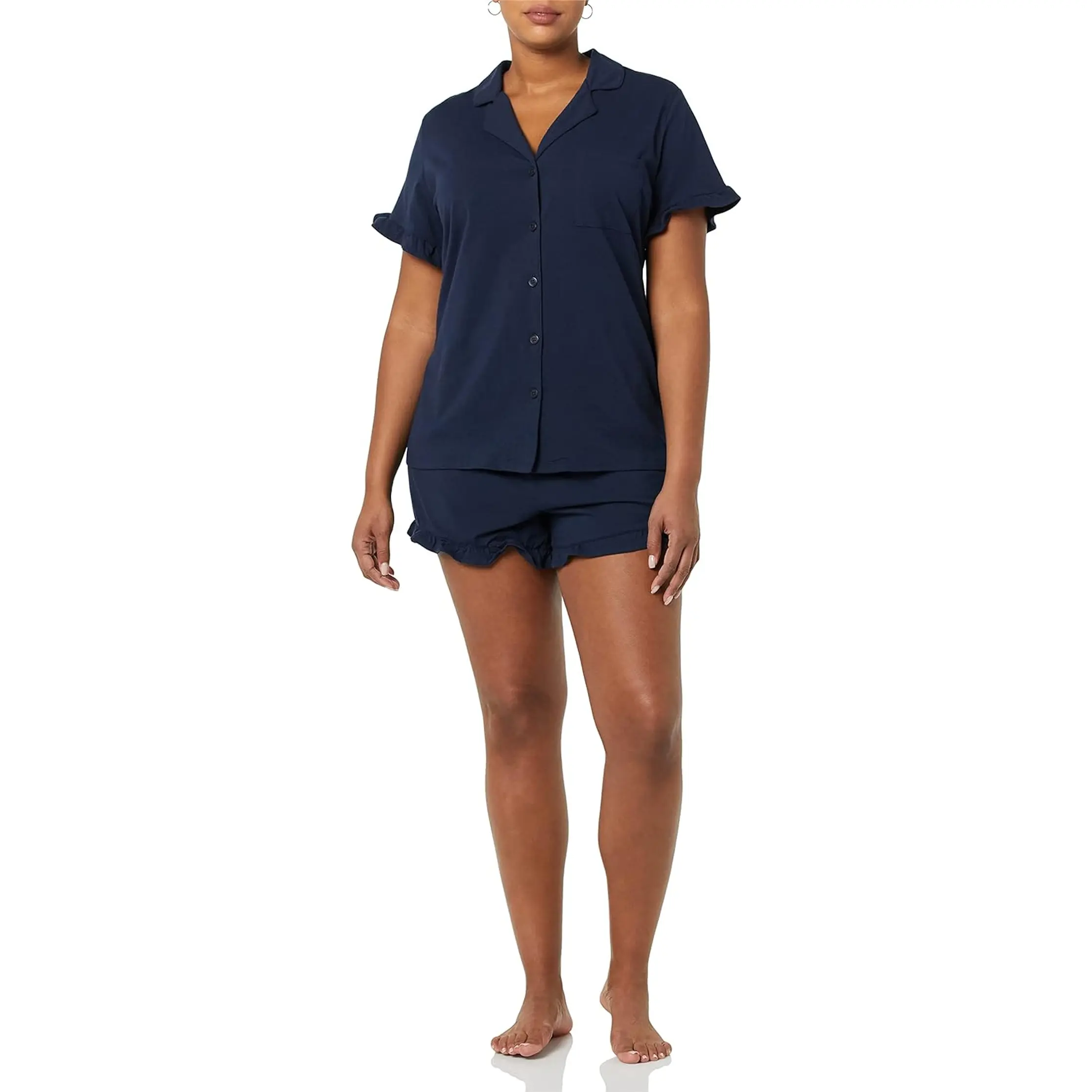 Women'S Cotton Modal Piped Notch Collar Pajama Set (Available in plus Size)